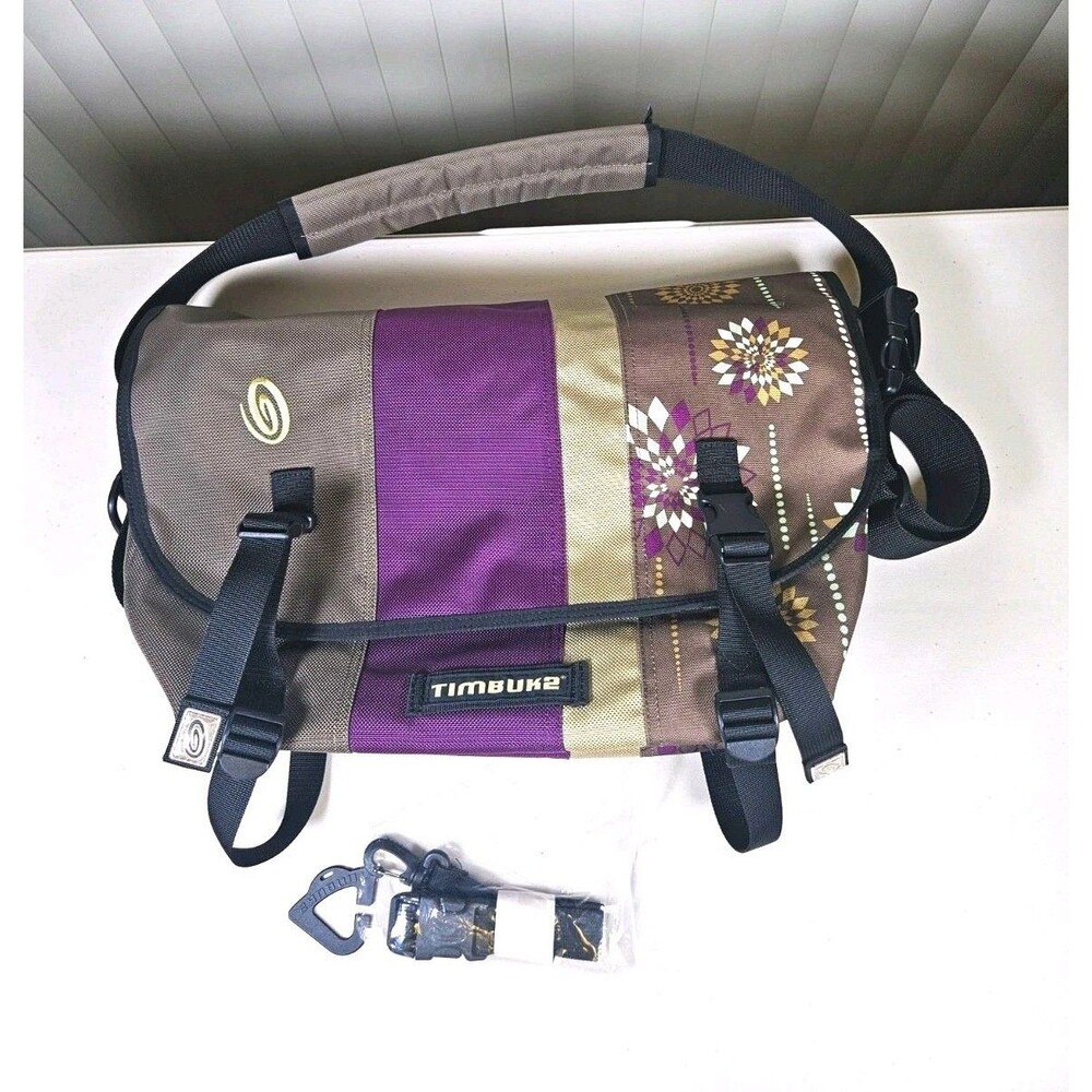 Vintage Timbuk2 Messenger Bag 2011 Custom Purple Brown Floral Boho Commuter M